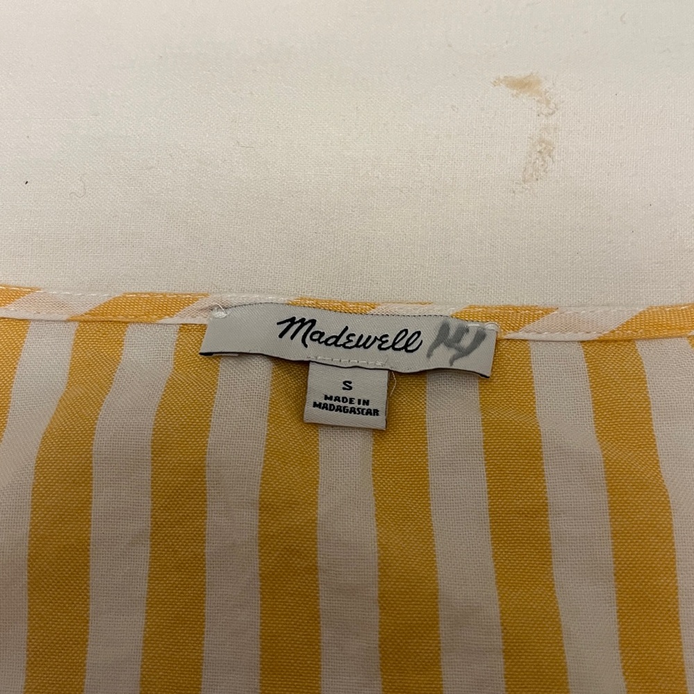 Madewell Agency Tie-Front Button in Orange & white vertical stripe Size S - Picture 6 of 9